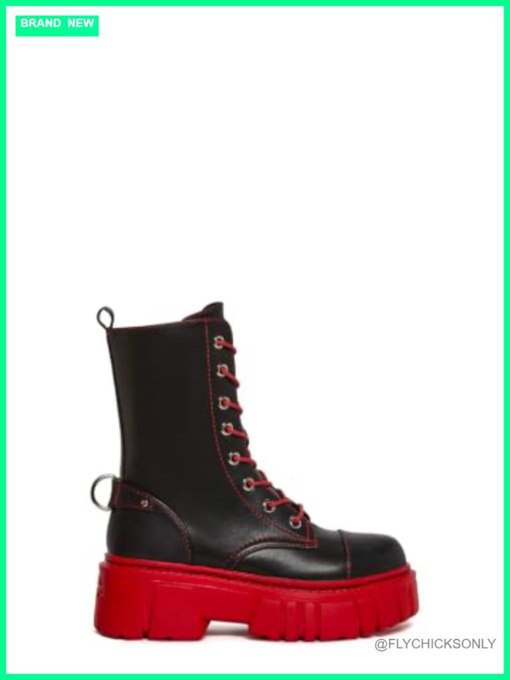 Mismatched Combat Boots Platform Vegan Faux Leather Mid-Calf Boots